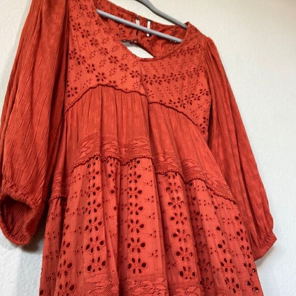 Free People Mockingbird Maxi Orange Dress Boho Backless Burnt Size XS - Picture 6 of 9